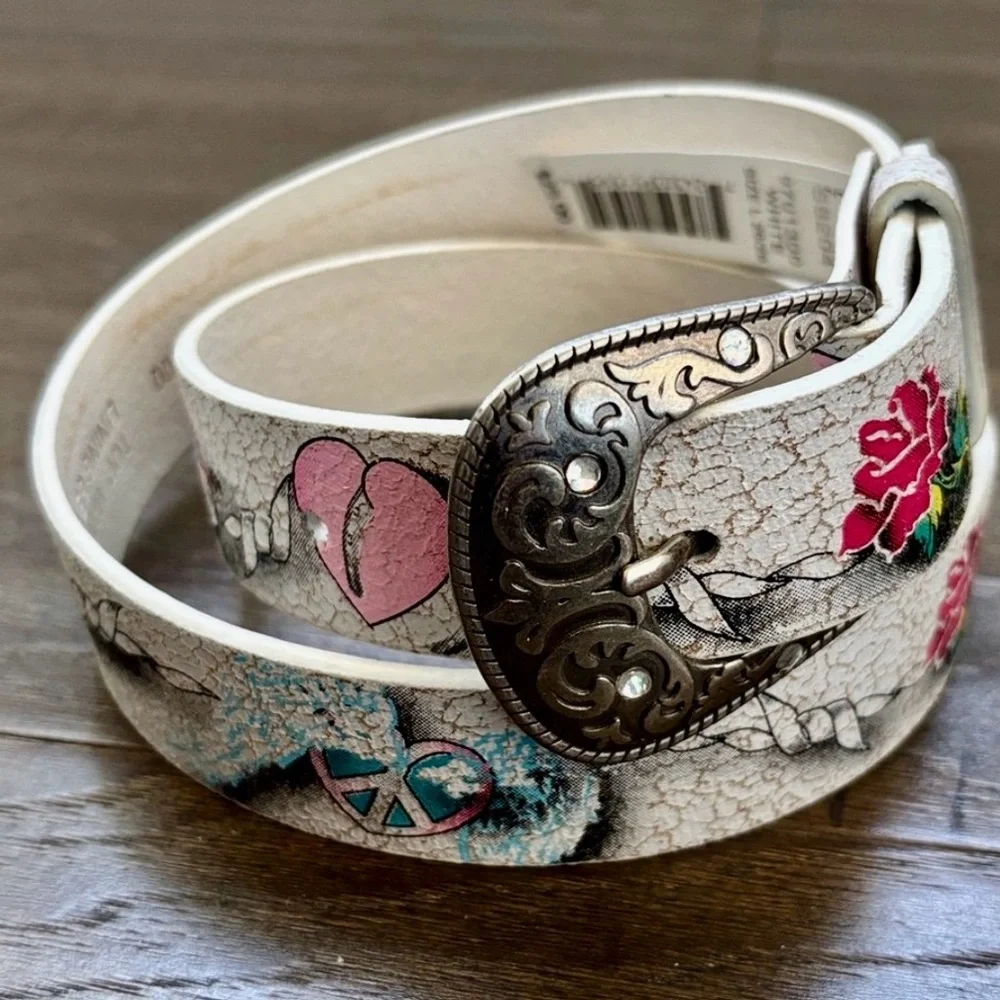 Cowgirls Rock Genuine leather lining, man-made pattern,roses,rope,peace,hearts
